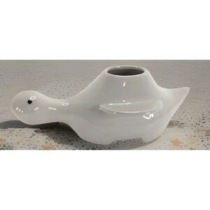 Vintage Pier 1 Imports Off White Stoneware Turtle Succulent Planter 7-1/2 Inch